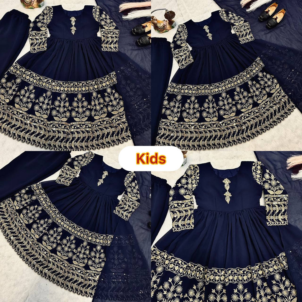 Trending New Đěsigner Mom-Daughter Combo Heavy Faux Georgette Gown Pant &amp; Dupatta Set*👗
