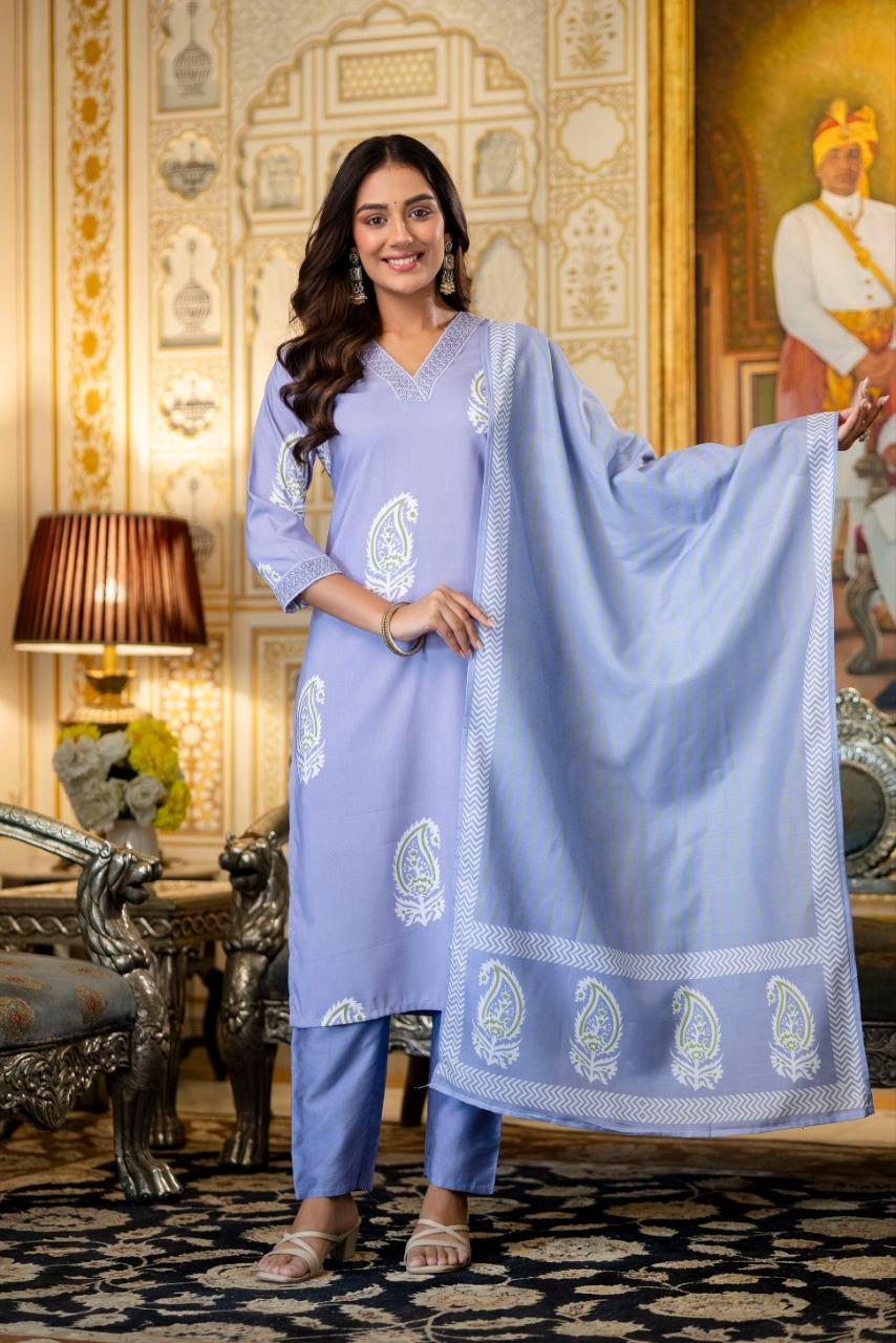 WOMEN'S PURE VISCOSE REYON EMBROIDERED KURTA SET'S (13213RF)