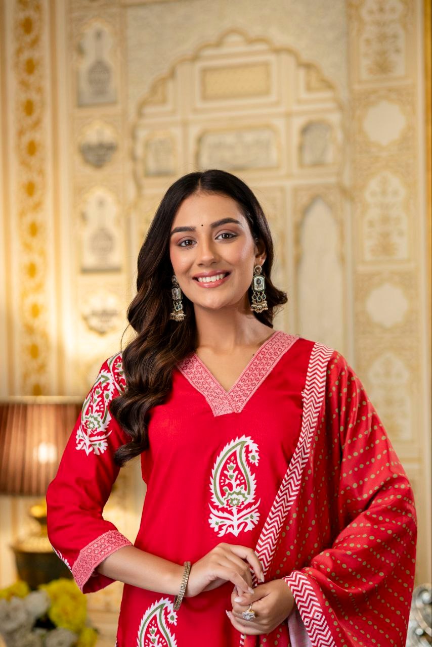 WOMEN'S PURE VISCOSE REYON EMBROIDERED KURTA SET'S (13213RF)