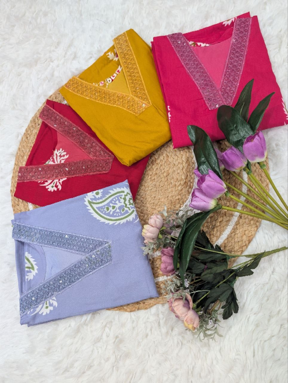 WOMEN'S PURE VISCOSE REYON EMBROIDERED KURTA SET'S (13213RF)