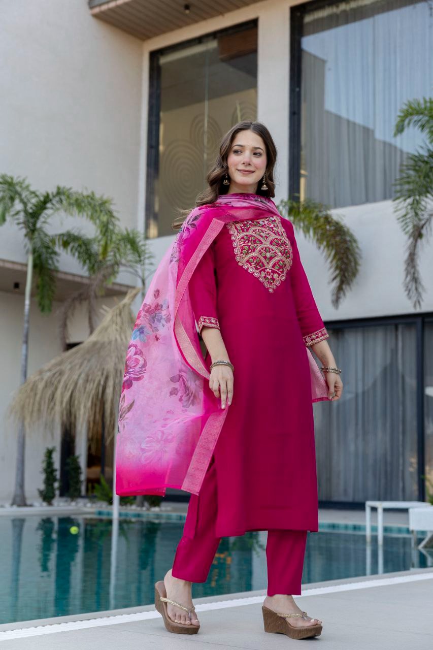 RF-13240   WOMEN'S PURE VISCOSE CHANDERI KURTA SETS