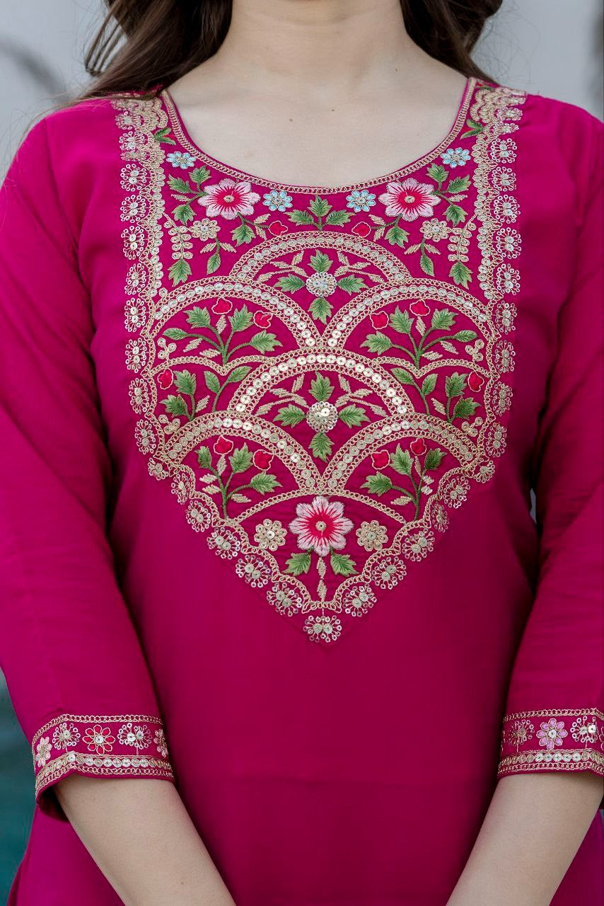 RF-13240   WOMEN'S PURE VISCOSE CHANDERI KURTA SETS