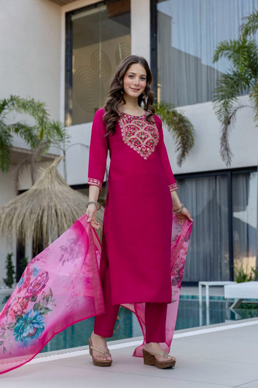 RF-13240   WOMEN'S PURE VISCOSE CHANDERI KURTA SETS