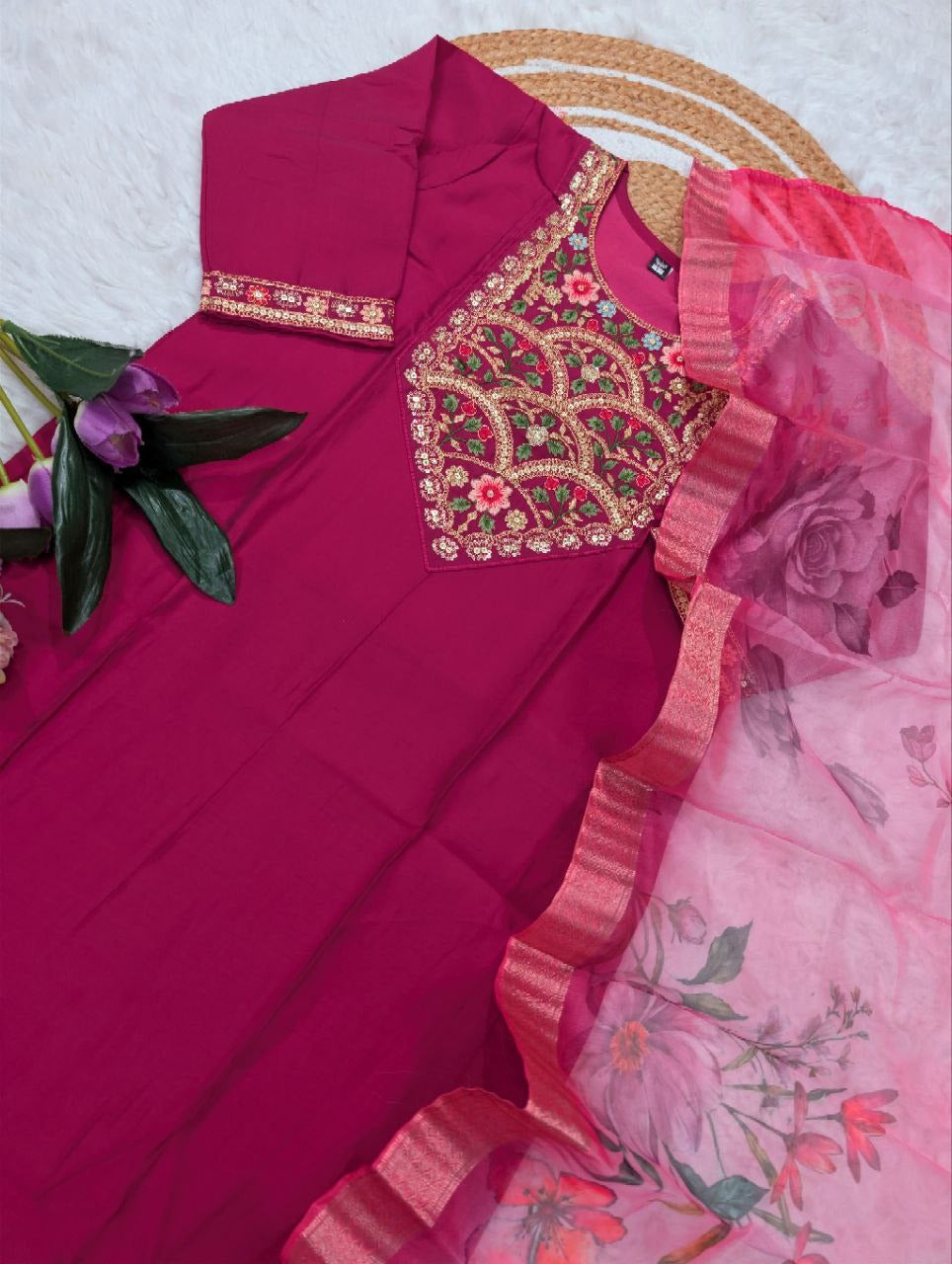 RF-13240   WOMEN'S PURE VISCOSE CHANDERI KURTA SETS