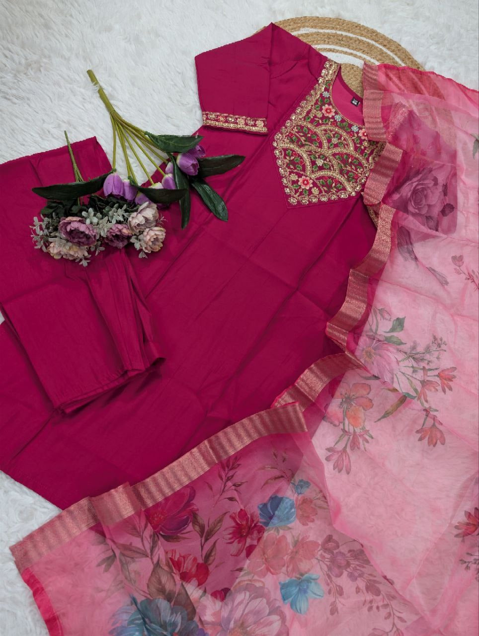 RF-13240   WOMEN'S PURE VISCOSE CHANDERI KURTA SETS