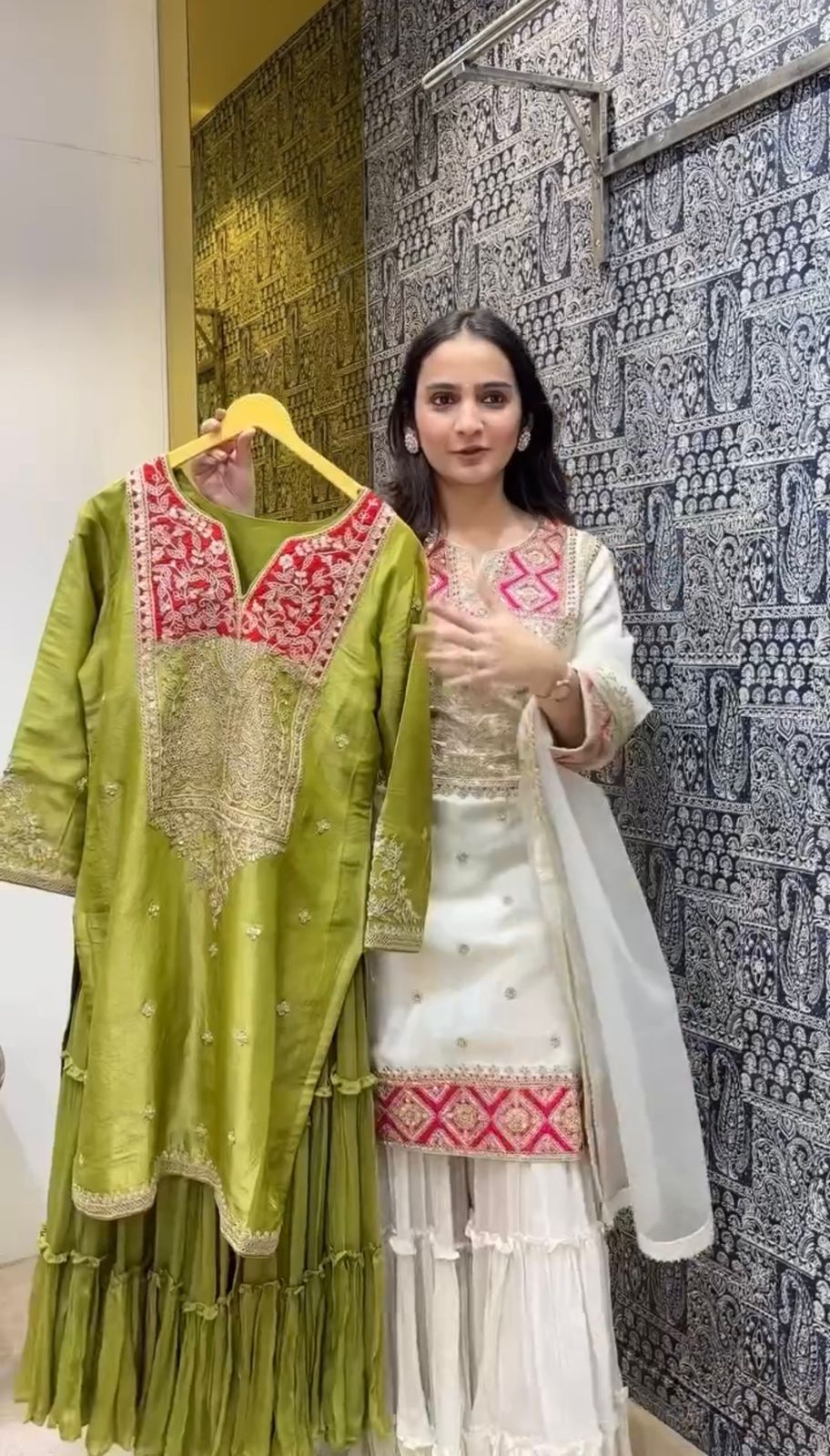 Pur Vichitra Silk Top Sarara Plazzo & Dupatta Set-RF13452